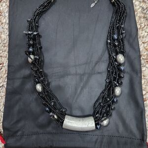 Elegant Black and Silver Beaded Necklace